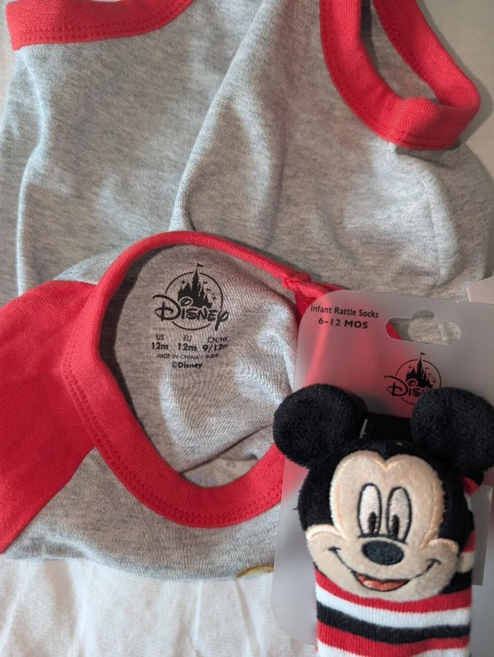 4/$16 ❇️ Disney Mickey Future Prince Charming Onesie And Rattle Socks